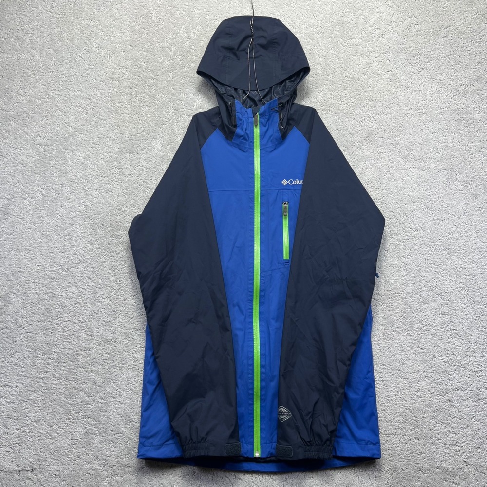 Columbia Jacket Small Blue Omni-Tech Rain Waterproof Hooded Sector Reflector EXS
